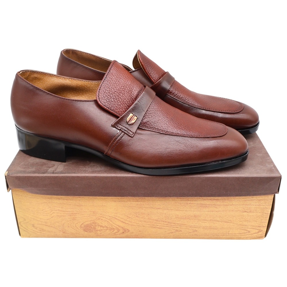 Barclay Loafers Mens 12 D Vintage Brown Leather Slip On Endicott Johnson NOS